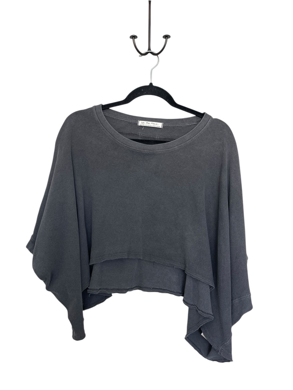 Free People Cropped Oversized Top in Charcoal Gray